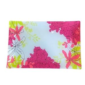 Nordstrom Floral Glass Rectangular Tray. Pink, Green and White.